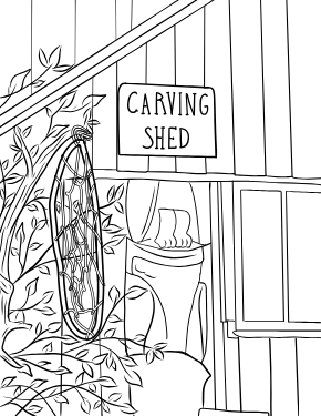 Hot Springs Cove — illustrated coloring page from the Tofino coloring book