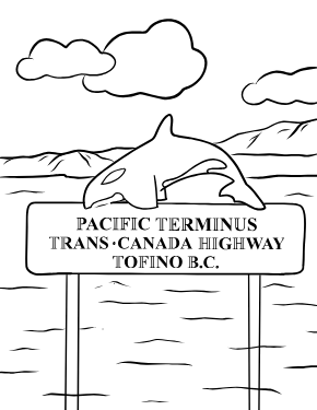 Illustrated coloring page of Pacific Terminus — Tofino