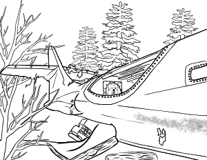 Illustrated coloring page of Plane Crash — Tofino