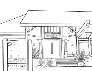 Illustrated coloring page of Shelter — Tofino
