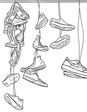 Illustrated coloring page of Skate Park Shoes — Tofino