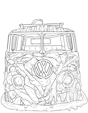 Illustrated coloring page of Wooden VW — Tofino