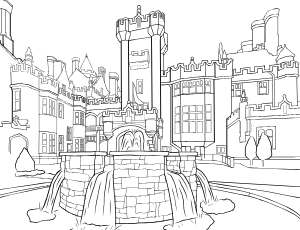 CN Tower & Skyline — illustrated coloring page from the Toronto, Ontario coloring book