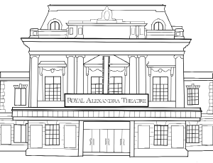 Distillery District — illustrated coloring page from the Toronto, Ontario coloring book