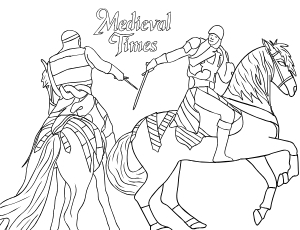 Illustrated coloring page of Medieval Times — Toronto, Ontario