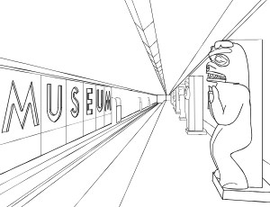 Illustrated coloring page of Museum Station — Toronto, Ontario