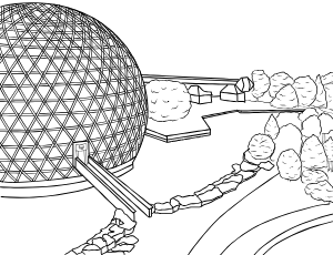 Illustrated coloring page of Ontario Place — Toronto, Ontario