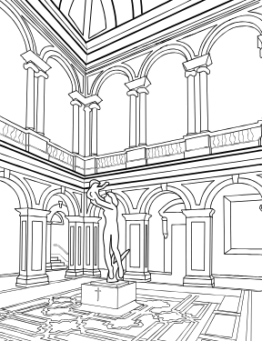 Illustrated coloring page of Osgoode Hall — Toronto, Ontario