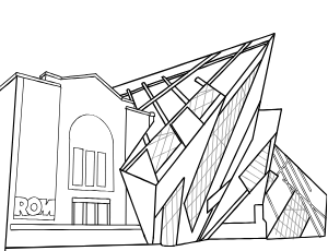 Illustrated coloring page of ROM — Toronto, Ontario