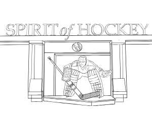 Illustrated coloring page of Spirit of Hockey — Toronto, Ontario