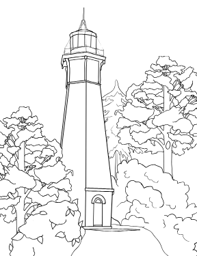 Illustrated coloring page of TO Lighthouse — Toronto, Ontario